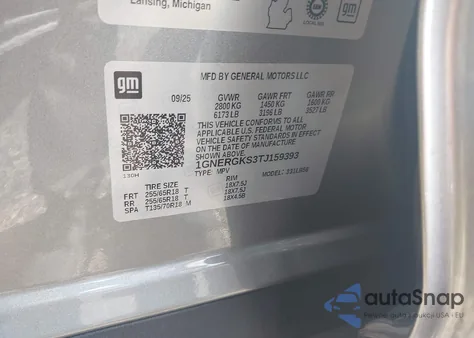 2026 Chevrolet Traverse Fwd Lt z USA, uszkodzony, nr VIN 1GNERGKS3TJ159393